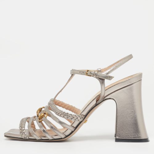 Gucci Rose Gold Leather Horsebit Ankle Strap Sandals Size 38 - Gucci - Modalova