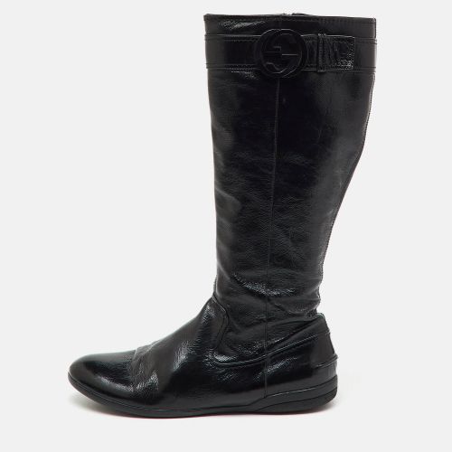 Gucci Black Patent Leather Interlocking G Knee Length Boots Size 38 - Gucci - Modalova