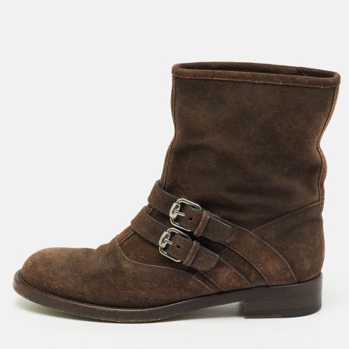 Gucci Dark Brown Suede Buckle Detail Ankle Length Boots Size 38.5 - Gucci - Modalova