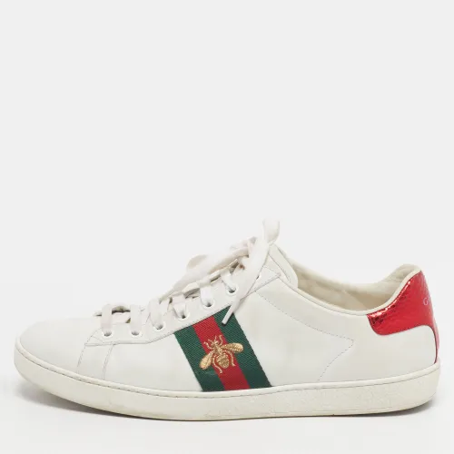 Ace Size 39.5 Leather and Python Embossed Web Embroidered Bee Low Top Sneakers - Gucci - Modalova