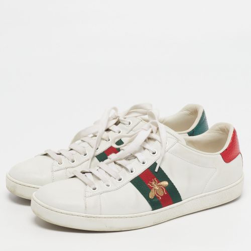 Ace Size 39.5 Leather and Python Embossed Web Embroidered Bee Low Top Sneakers - Gucci - Modalova