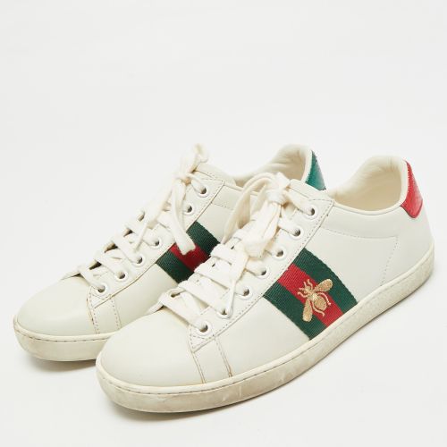Ace Size 36 Leather and Python Embossed Web Bee Low Top Sneakers - Gucci - Modalova