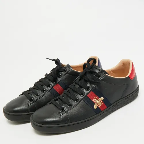 Ace Size 38.5 Leather and Python Embossed Leather Low Top Sneakers - Gucci - Modalova