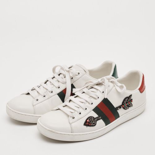Ace Web Size 38.5 Leather and Python Embossed Low Top Sneakers - Gucci - Modalova