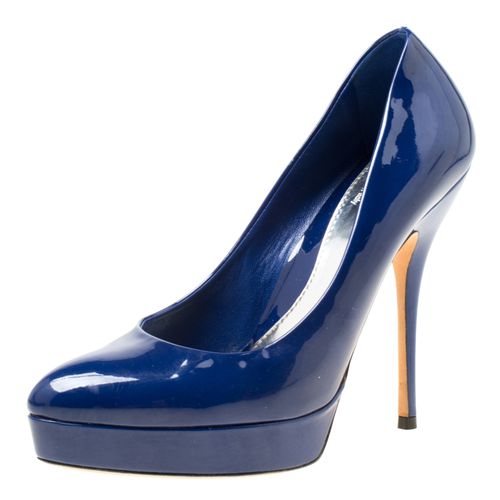 Gucci Blue Patent Leather Platform Pumps Size 36.5 - Gucci - Modalova