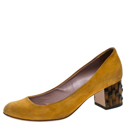 Gucci Yellow Suede Dahlia Bamboo Heel Pumps Size 36.5 - Gucci - Modalova