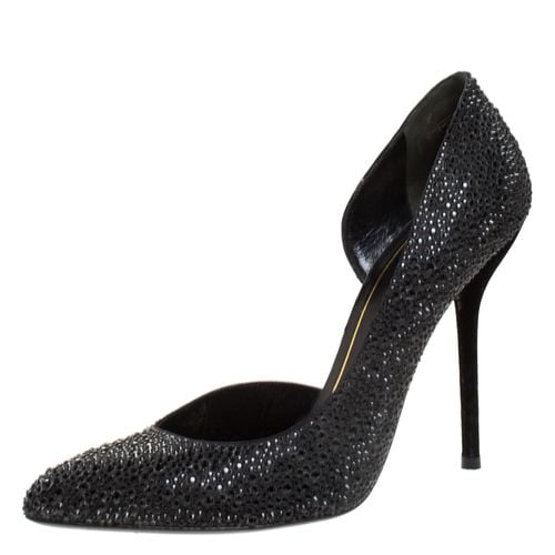 Gucci Black Crystal Embellished Satin and Suede Noah D'Orsay Pumps Size 39 - Gucci - Modalova