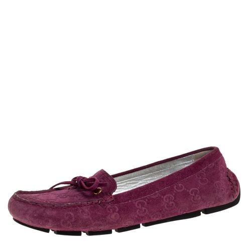 Gucci Purple GG Suede Leather Bow Slip On Loafers Size 36.5 - Gucci - Modalova