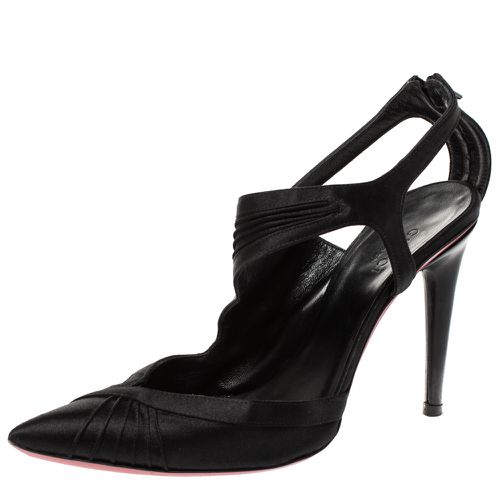 Gucci Black Pleated Satin Pointed Toe Sandals Size 35 - Gucci - Modalova