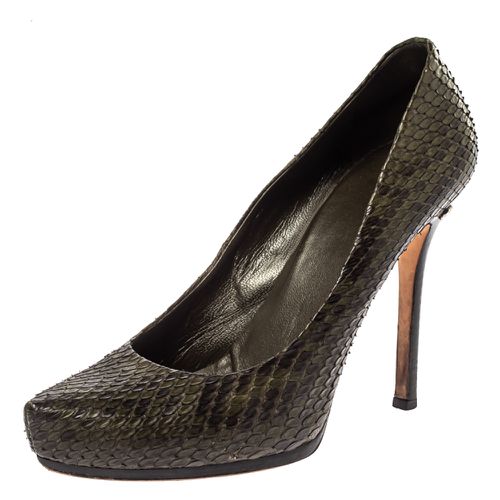 Gucci Green Python Leather Platform Pumps Size 40 - Gucci - Modalova