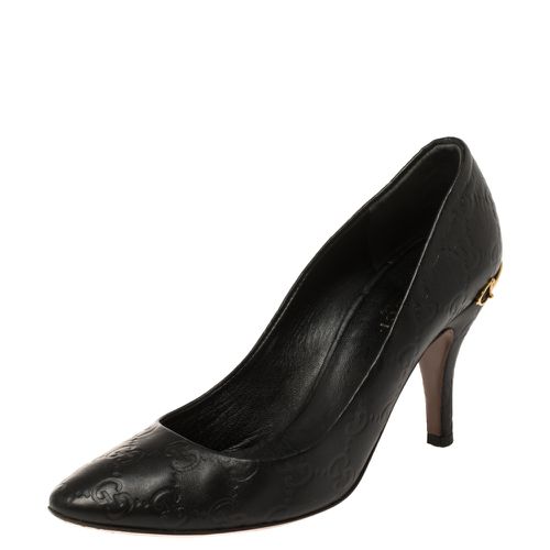 Gucci Black Guccissima Leather Adina Horsebit Pointed Toe Pumps Size 36 - Gucci - Modalova