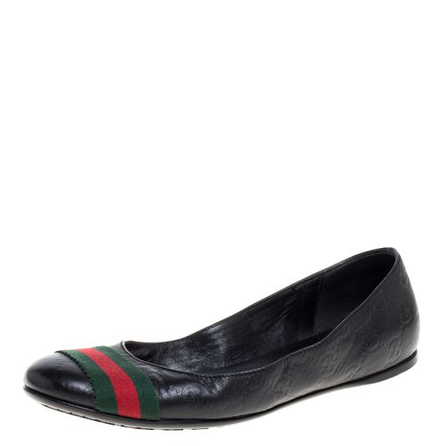 Gucci Black Guccissima Leather Web Stripe Ballet Flats Size 35.5 - Gucci - Modalova