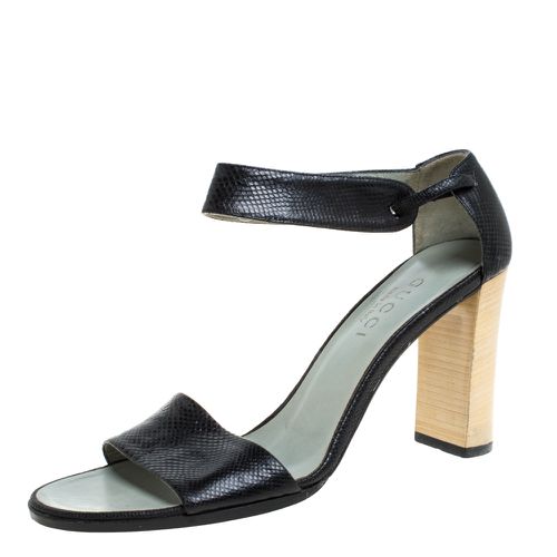 Gucci Vintage Black Snakeskin Ankle Cuff Open Toe Sandals Size 36 - Gucci - Modalova