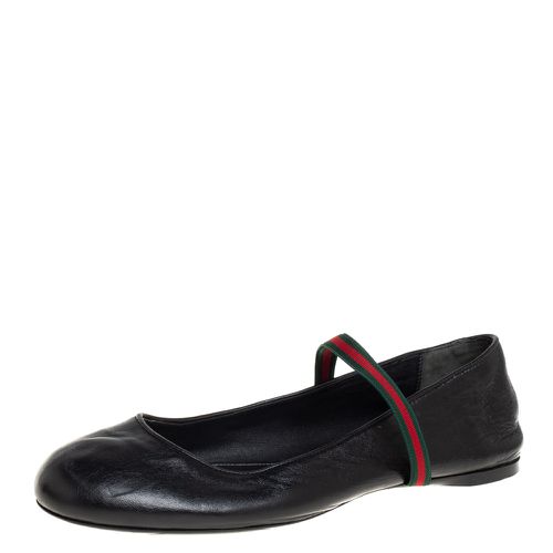 Gucci Black Leather Web Ballet Flats Size 36 - Gucci - Modalova