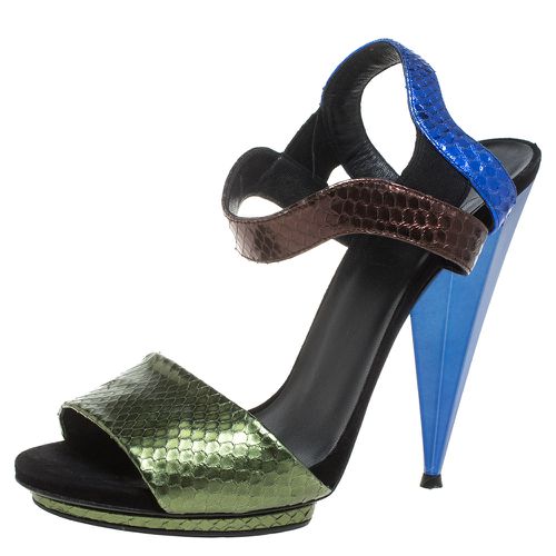 Gucci Multicolor Python Liberty Open Toe Ankle Strap Sandals Size 40 - Gucci - Modalova