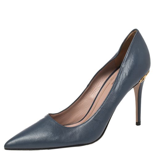 Gucci Blue Leather Adina Horsebit Pointed Toe Pumps Size 36 - Gucci - Modalova