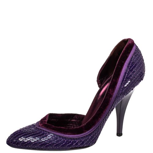 Gucci Purple Sequined Satin And Velvet Half D'orsay Pumps Size 38.5 - Gucci - Modalova