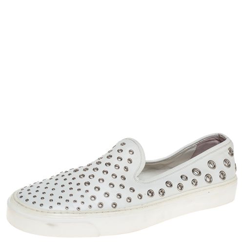 Gucci White Leather Eyelet Embellished Slip On Sneakers Size 38.5 - Gucci - Modalova