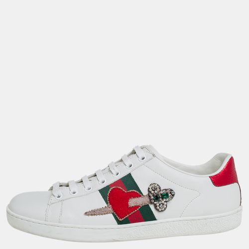 Gucci White Leather Ace Embellished Low Top Sneakers Size 39 - Gucci - Modalova