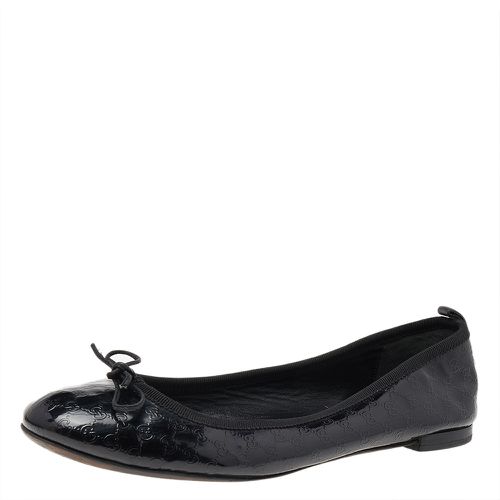 Gucci Black Micro Guccissima Patent Leather Bow Detail Ballet Flats Size 39 - Gucci - Modalova