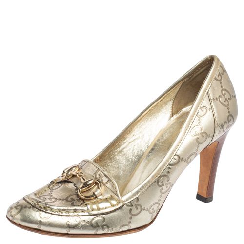 Gucci Metallic Gold Guccissima Leather Horsebit Loafer Pumps Size 36 - Gucci - Modalova