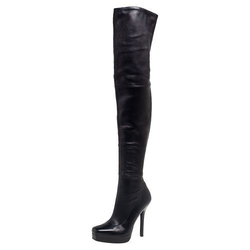 Gucci Black Leather Platform Over The Knee Boots Size 36 - Gucci - Modalova