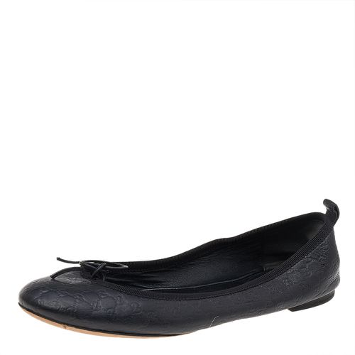 Gucci Black Guccissima Leather Bow Ballet Flats Size 36 - Gucci - Modalova