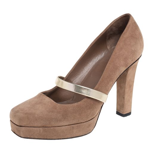 Gucci Dark Beige Suede Mary Jane Platform Pumps Size 38 - Gucci - Modalova