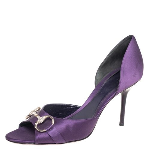 Gucci Purple Satin Horsebit Peep-Toe Sandals Size 41 - Gucci - Modalova