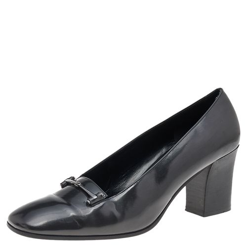 Gucci Black Leather Horsebit Block Heel Square Toe Pumps Size 39 - Gucci - Modalova