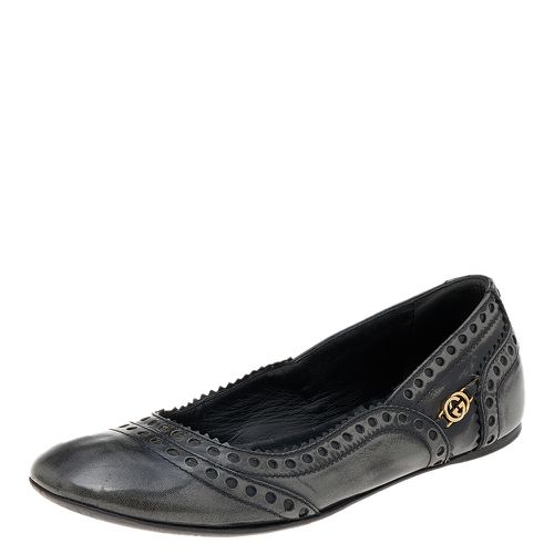 Gucci Black/Grey Brogue Leather Ballet Flats Size 35.5 - Gucci - Modalova