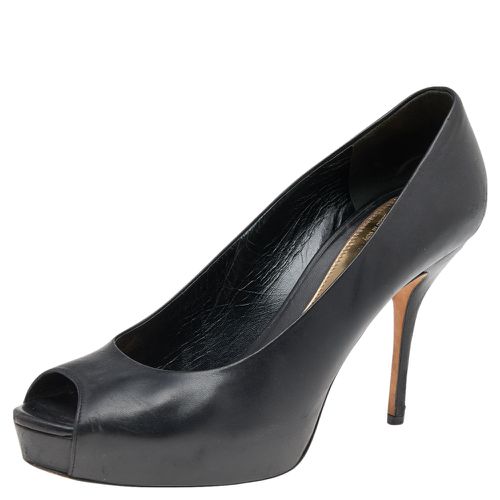 Gucci Black Leather Peep Toe Platform Pumps Size 40 - Gucci - Modalova