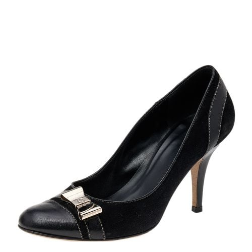 Gucci Black Suede and Leather Bow Cap Toe Pumps Size 36C - Gucci - Modalova