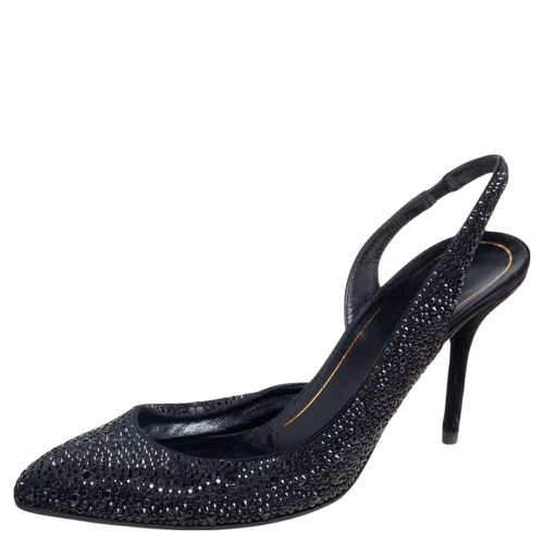 Gucci Black Crystal Embellished Satin and Suede Noah D'Orsay Pumps Size 39 - Gucci - Modalova