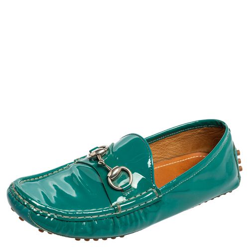 Gucci Teal Green Patent Leather Horsebit Driver Loafers Size 36 - Gucci - Modalova