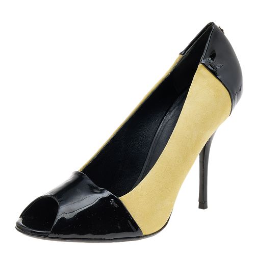 Gucci Black/Yellow Patent Leather And Suede Peep Toe Pumps Size 38.5 - Gucci - Modalova