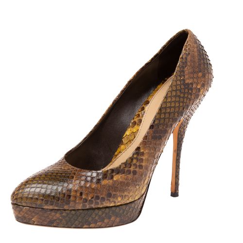 Gucci Tri-Color Python Leather Platform Pumps Size 38 - Gucci - Modalova