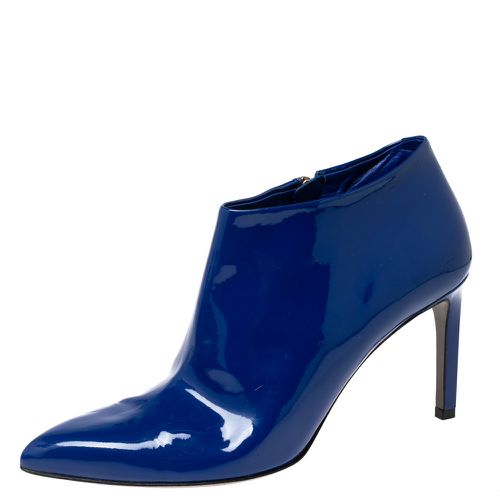 Gucci Blue Patent Leather Pointed Toe Booties Size 38 - Gucci - Modalova