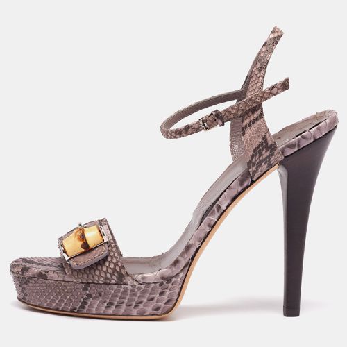 Gucci Purple/Brown Python Leather Bamboo Ankle Straps Platform Sandals Size 37 - Gucci - Modalova