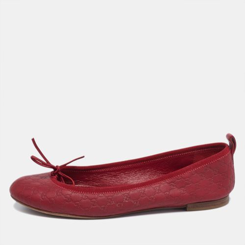 Gucci Red Microguccissima Leather Bow Detail Ballet Flats Size 35.5 - Gucci - Modalova