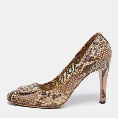 Beige Python GG Square Toe Pumps Size 39 - Gucci - Modalova