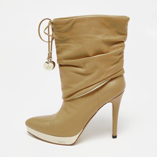 Gucci Beige Leather Platform Ankle Boots Size 36 - Gucci - Modalova