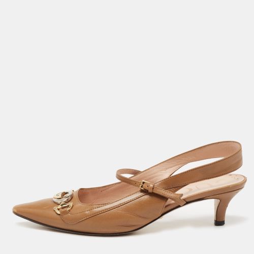 Gucci Brown Leather Interlocking G Horsebit Zumi Slingback Pumps Size 36.5 - Gucci - Modalova