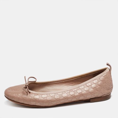 Gucci Metallic Rose Gold Guccissima Leather Bow Detail Ballet Flats Size 35 - Gucci - Modalova