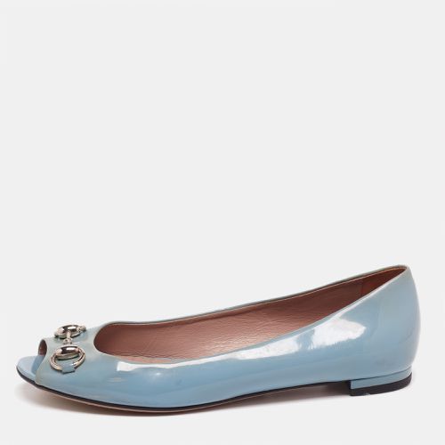 Gucci Grey Patent Leather Horsebit Peep Toe Ballet Flats Size 36.5 - Gucci - Modalova