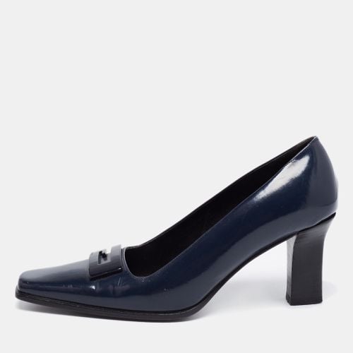 Midnight Patent Leather Square-Toe Pumps Size 36.5 - Gucci - Modalova