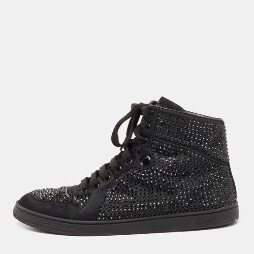 Gucci Black Satin Crystal Embellished Coda High Top Sneakers Size 39 - Gucci - Modalova