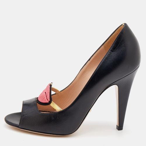 Gucci Black Leather Molina Lips Peep Toe Pumps Size 37.5 - Gucci - Modalova