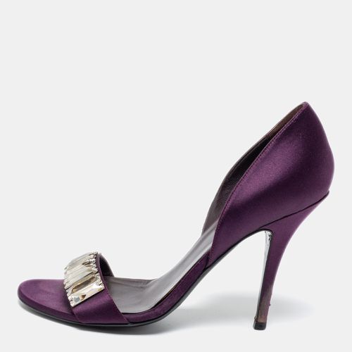 Gucci Purple Satin Crystal Embellished D'orsay Sandals Size 37.5 - Gucci - Modalova