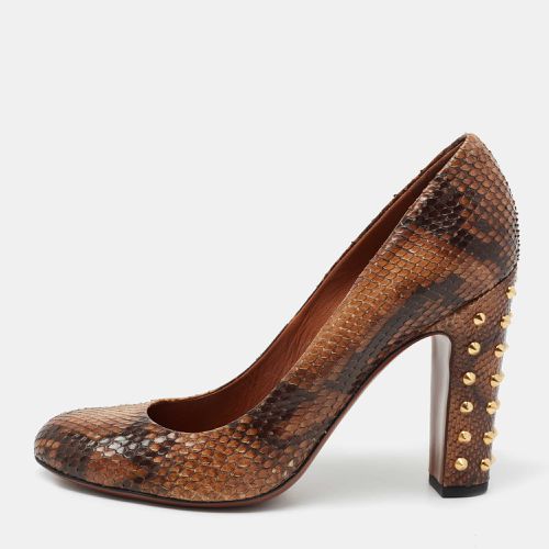 Gucci Brown/Black Python Leather Studded Heel Pumps Size 40 - Gucci - Modalova